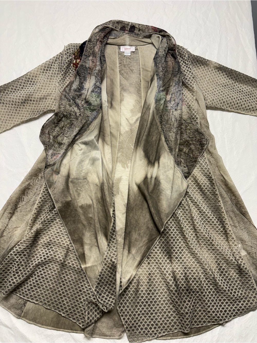 Women's Taupe Open-Front Knit Cardigan Sweater